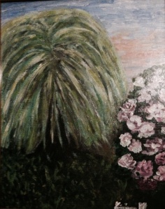 Salice e rose, Tiziana Mazzaglia olio su tela 20x30cm, 1999.